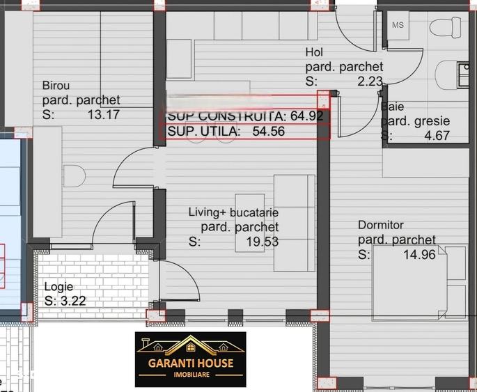 Apartament cu 3 camere în Republicii