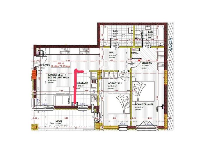 Ap 3 camere decomandate, semifinisat, 78 mp, garaj la cerere, zona Tin - 3