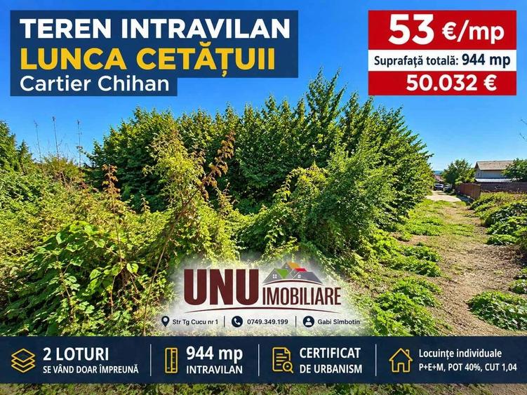 Teren Construcții intravilan de 944 mp, în Lunca Cetățuii