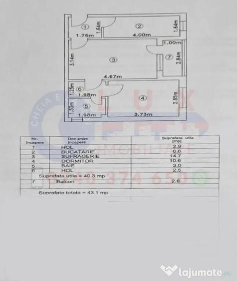 Apartament cu 2 camere semidecomandat în Spitalului