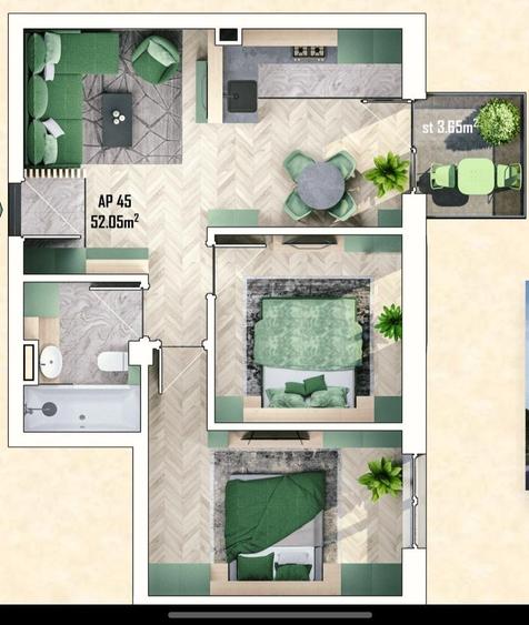 Apartament cu 3 camere decomandat în Apahida