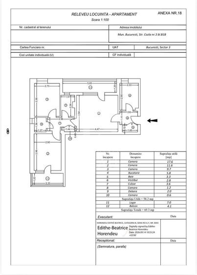 Apartament cu 3 camere semidecomandat în Titan