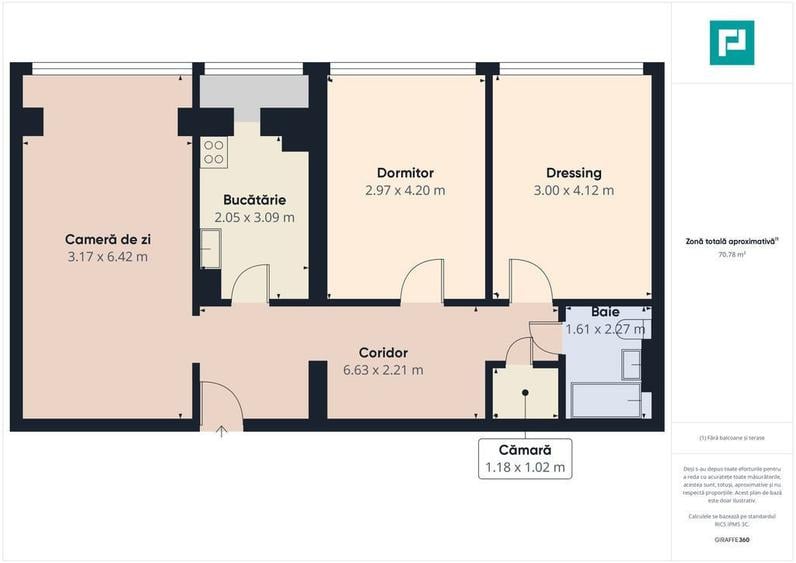 Apartament cu 3 camere decomandat în Central