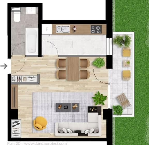 Apartament 1 CAM, SU 37.31 MP, 1 BALCON, zona INTRE LACURI - 1