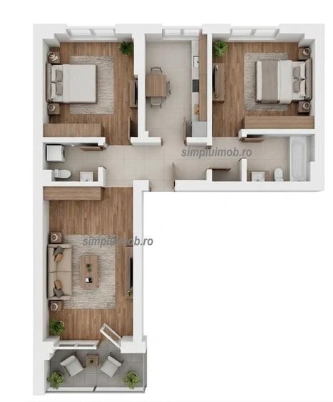 Apartament cu 3 camere decomandat în Metalurgiei