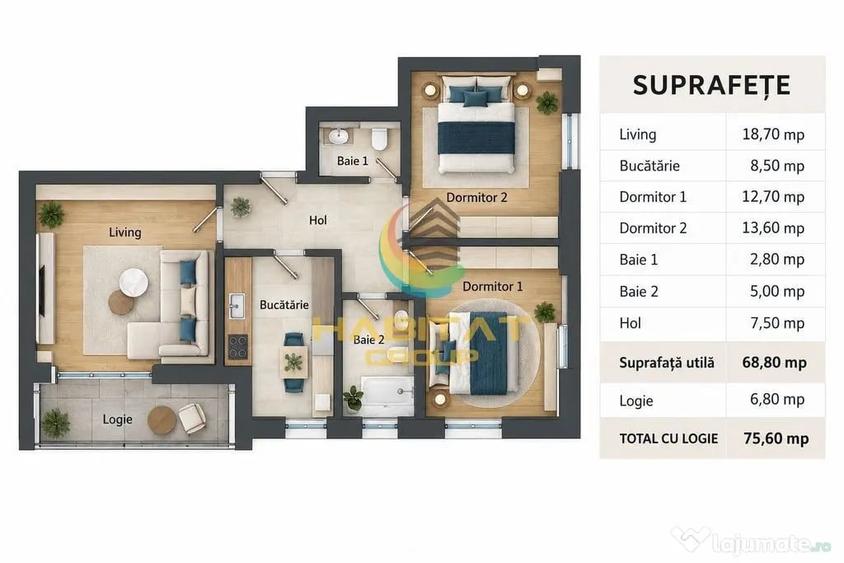 Apartament cu 3 camere decomandat în Central