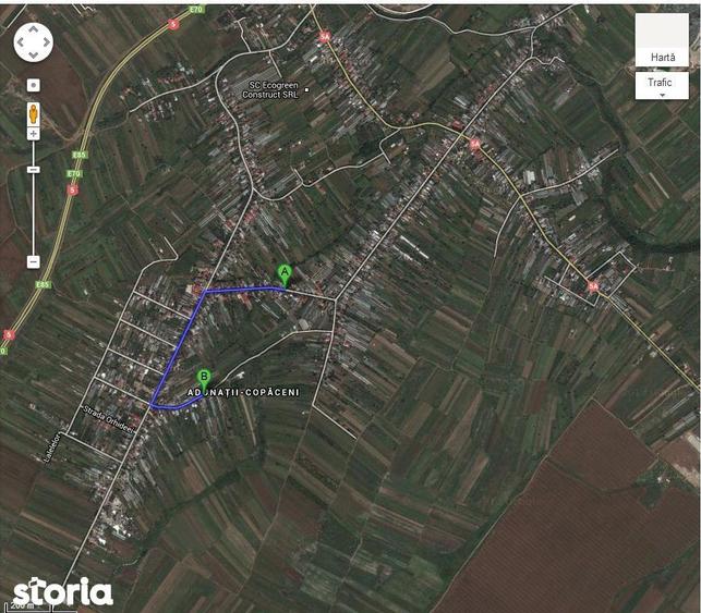 Teren de 2500 mp, în Adunații-Copăceni