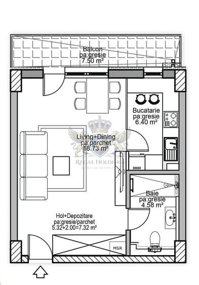 Garsoniera Modern,  44 Mp,Finalizat, Tractorul-Mall-Coresi - 5