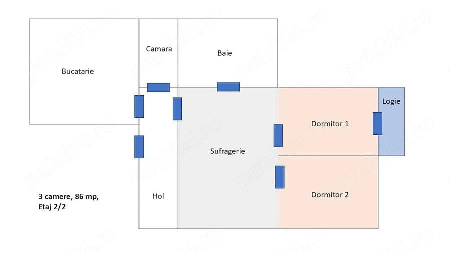 Apartament cu 3 camere semidecomandat în Doamna Ghica