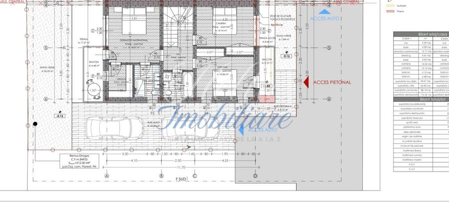 Duplex cu 4 camere cu Canalizare în Florești