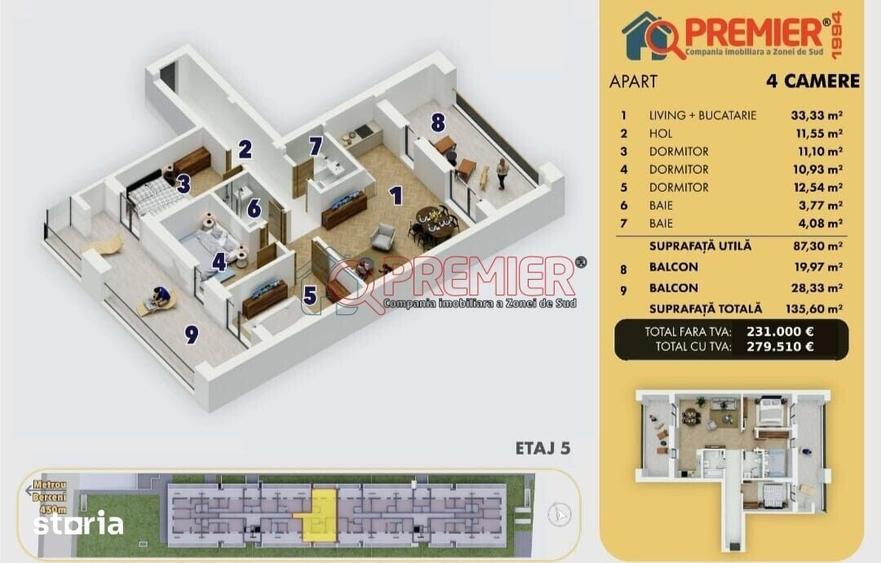 Apartament cu 4 camere - Popesti Leordeni - - 1