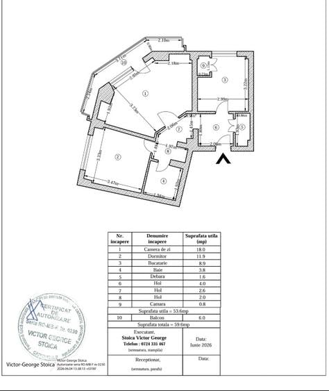 Apartament cu 2 camere decomandat în Titulescu