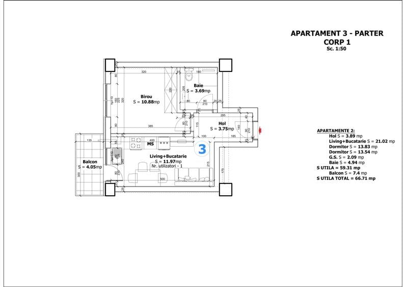 Apartament 2 camere | Strada Munteniei/Tebea | Bloc cu lift |  Parcare | - 1