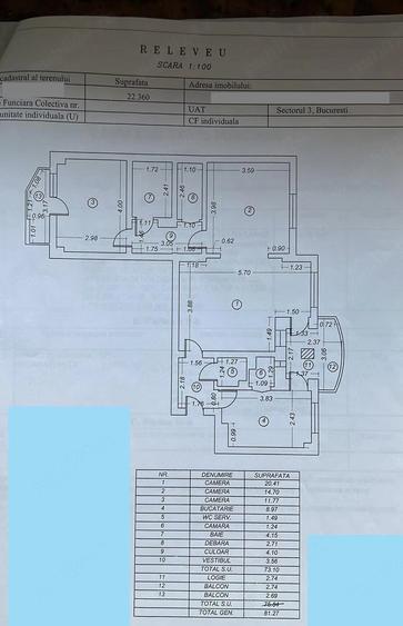 Apartament cu 3 camere decomandat în Unirii