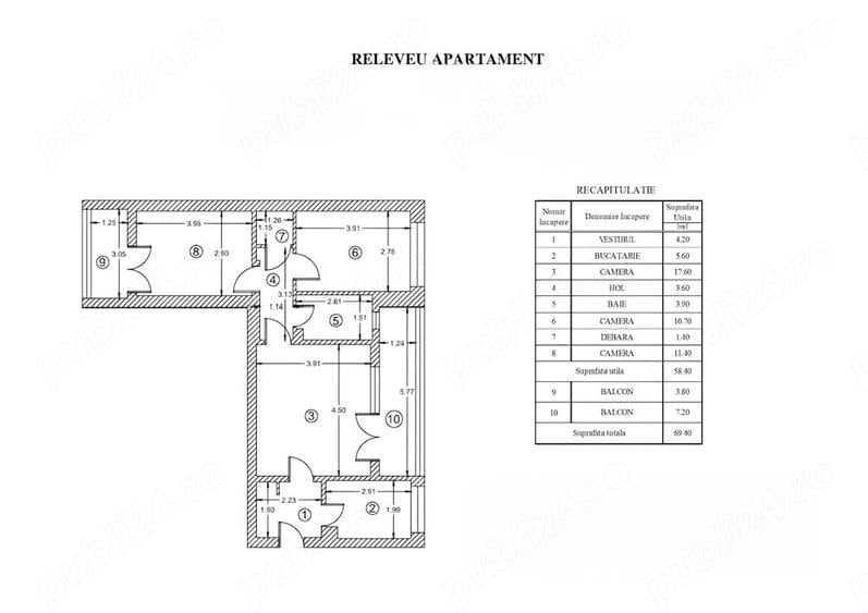 Apartament cu 3 camere semidecomandat în Gorjului