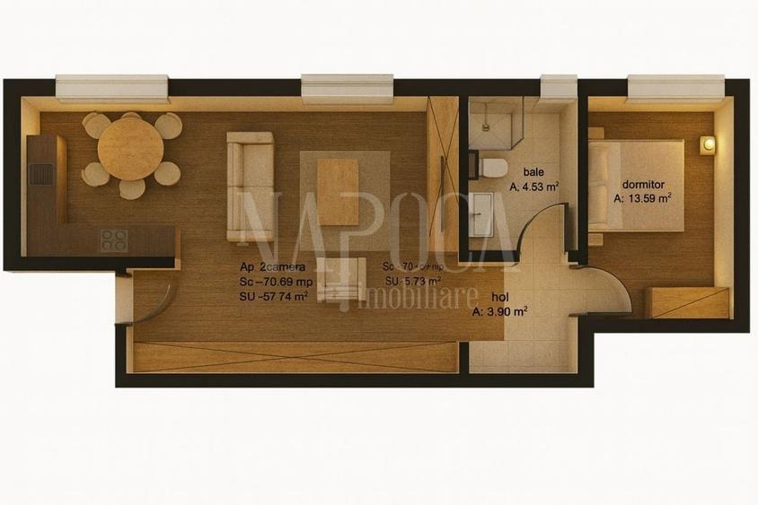 Apartament cu 2 camere semidecomandat în Oncea