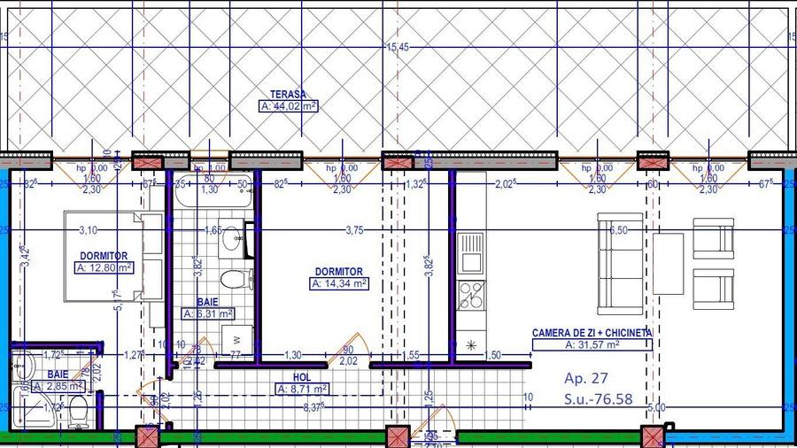 Apartament cu 3 camere decomandat în Aradului