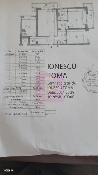 Apartament cu 3 camere decomandat în Morarilor