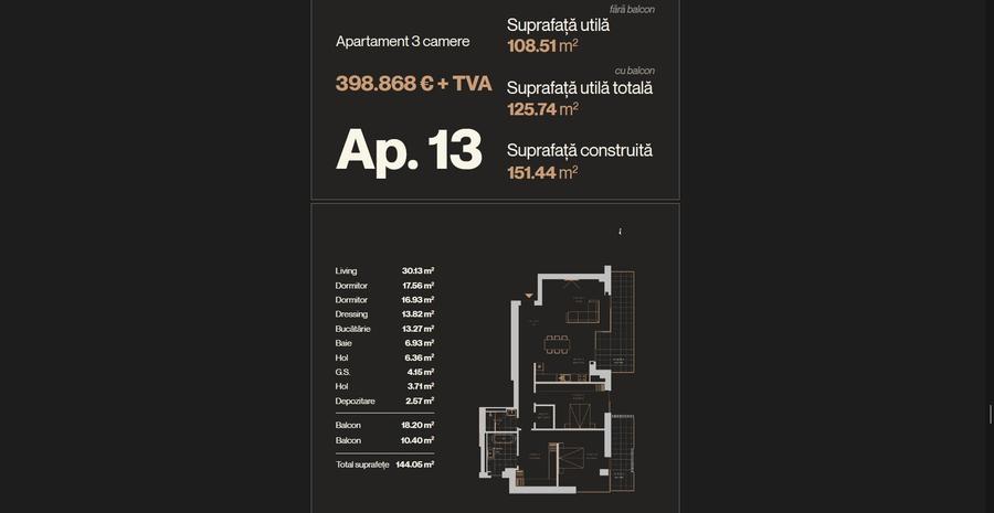 Apartament cu 3 camere semidecomandat în Băneasa