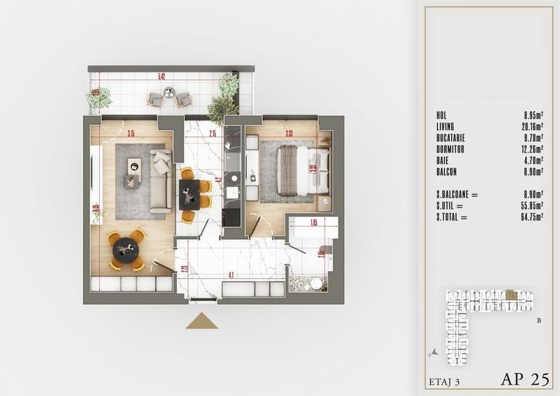 Apartament cu 2 camere decomandat în Theodor Pallady