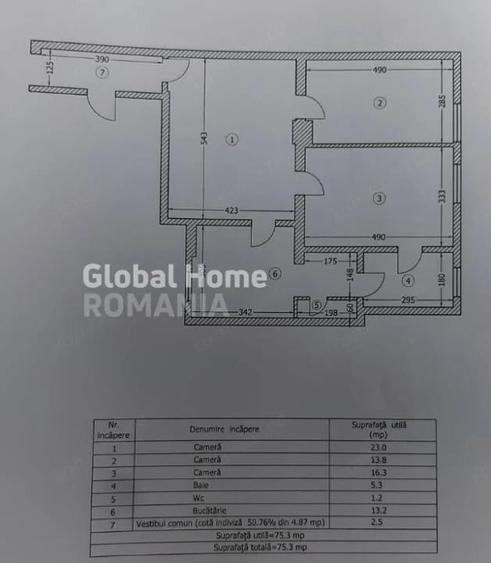 Apartament cu 3 camere semidecomandat în P-ța Universității