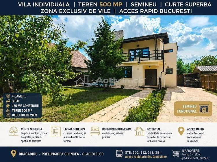 Vanzare - Casa Individuala - Prelungirea Ghencea Gladiolelor - Teren 500 MP - Semineu - 4 Came - 8