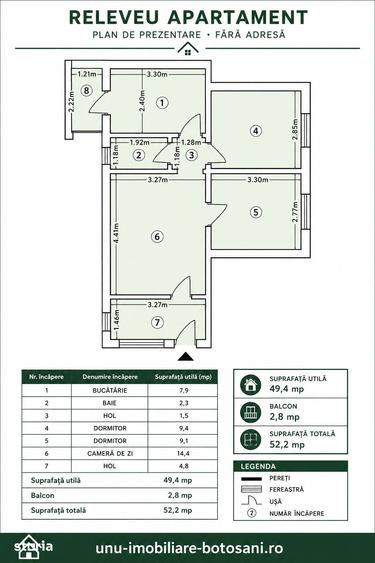 Apartament cu 3 camere în Central