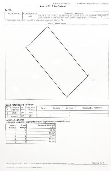 Teren 1.240 mp intravilan Vladiceni Tome?ti spatele Manastirii 33.000