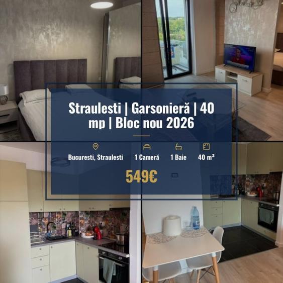 Garsonieră decomandată, mobilată în Străulești