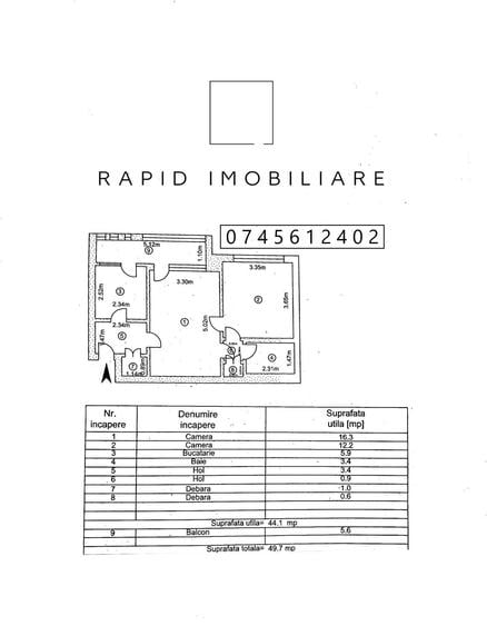 Apartament cu 2 camere semidecomandat în Țiglina 3