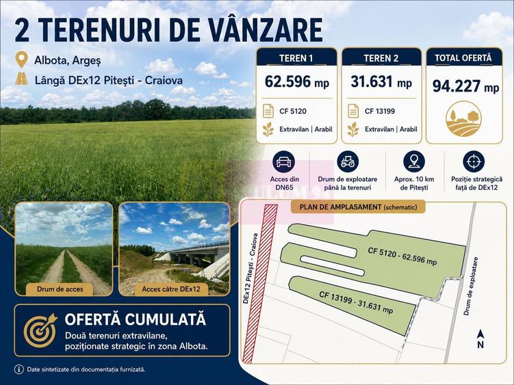 Teren agricol extravilan de 94000 mp, în Albota