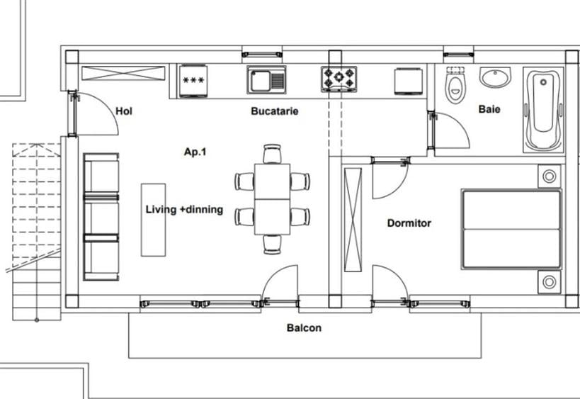 Apartament cu 2 camere decomandat în Aeroport