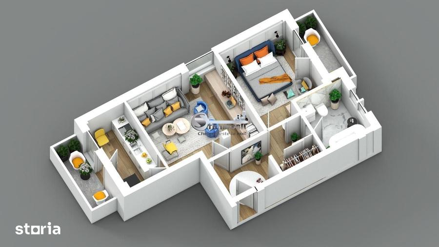 Apartament cu 2 camere semidecomandat în Bucium