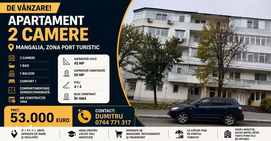 Mangalia, zona Port Turistic, Apartament-2 camere 45 mp, etaj 4/4 - 10