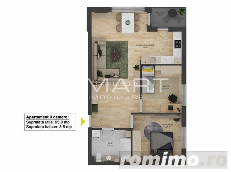 Apartament decomandat cu 3 camere Doamna Stanca