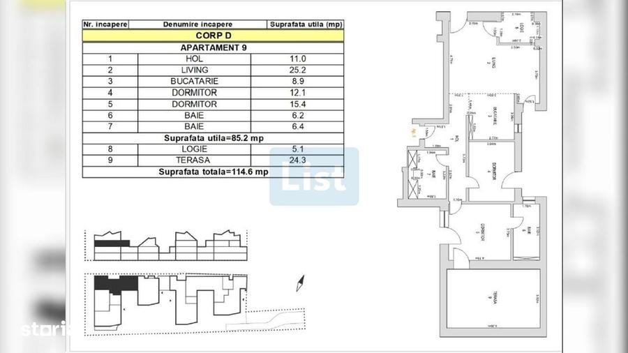 Apartament cu 3 camere în Central