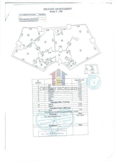 Apartament cu 3 camere decomandat în Central