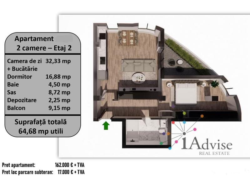 Apartament cu 2 camere decomandat, mobilat în Tractorul