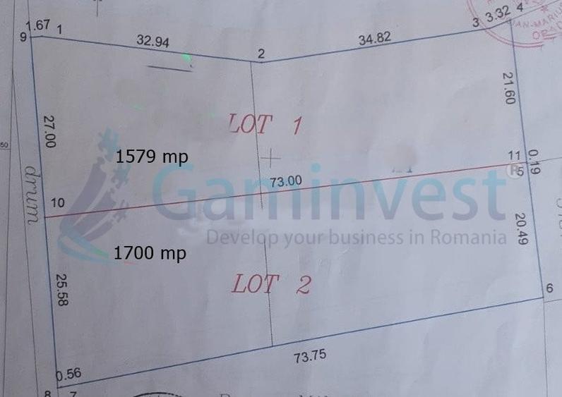 Teren Construcții intravilan de 1579 mp, în Săldăbagiu de Munte