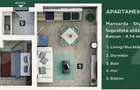 Apartament 2 camere, living cu bucatarie open space, balcon 45 mp u - 3