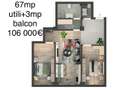 Apartament 3 camere – 67 mp utili + balcon 3 mp | 106.000 € - 1