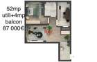 Apartament 2 camere – 52 mp utili + balcon 4 mp | 87.000 €