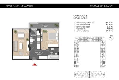 Apartament cu 2 camere decomandat în Central