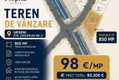 Teren intravilan de 850 mp, în Calea Urseni