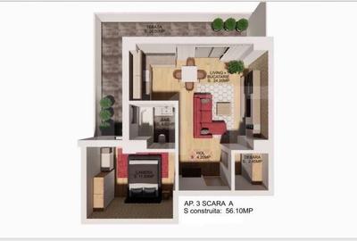 Apartament cu 2 camere decomandat în Central