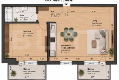 Apartament cu 2 camere semidecomandat, mobilat în Între Lacuri - 7