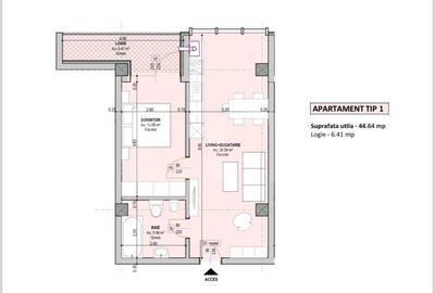 Apartament cu 2 camere semidecomandat în Central