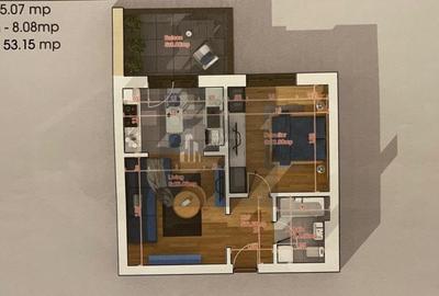 Apartament cu 2 camere semidecomandat, mobilat în Theodor Pallady