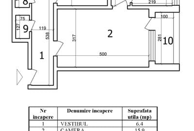Apartament cu 3 camere semidecomandat în Giurgiului