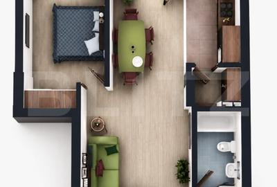 Apartament cu 2 camere semidecomandat în Florești - 1